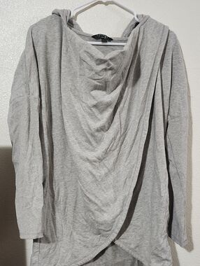 Lauren Ralph Lauren Heather Gray Hooded Knit Top